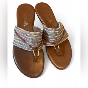 Toscanella Brown sandals with colorful braided straps -size 8 - Made in Italy 🇮🇹
